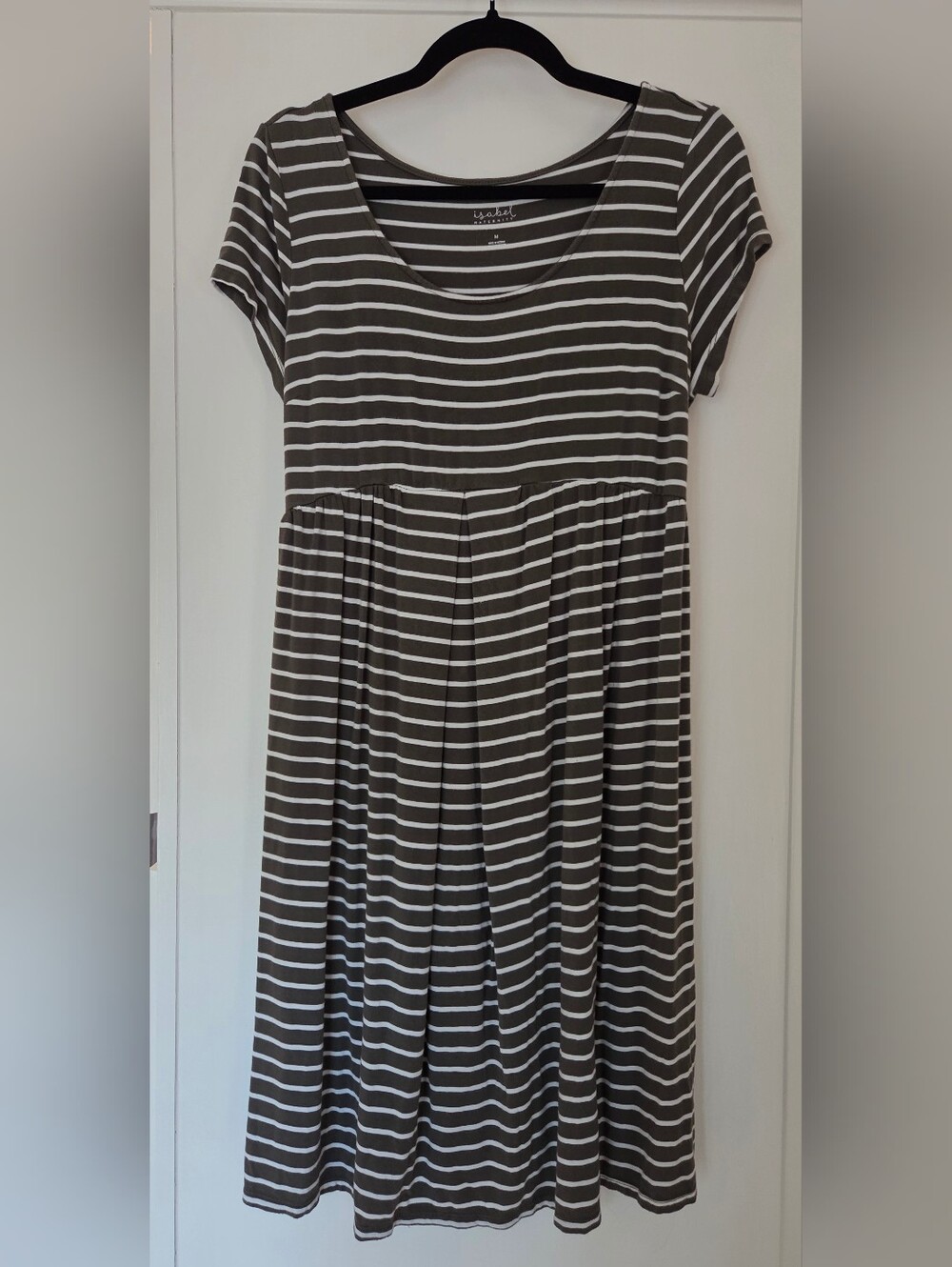 Isabel Maternity Olive Striped Dress, M
